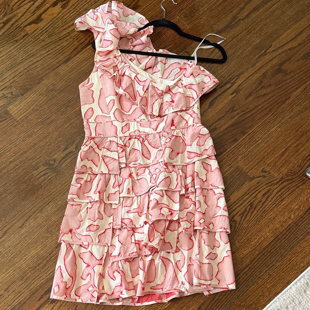 Pink Ruffle One-Shoulder Dress